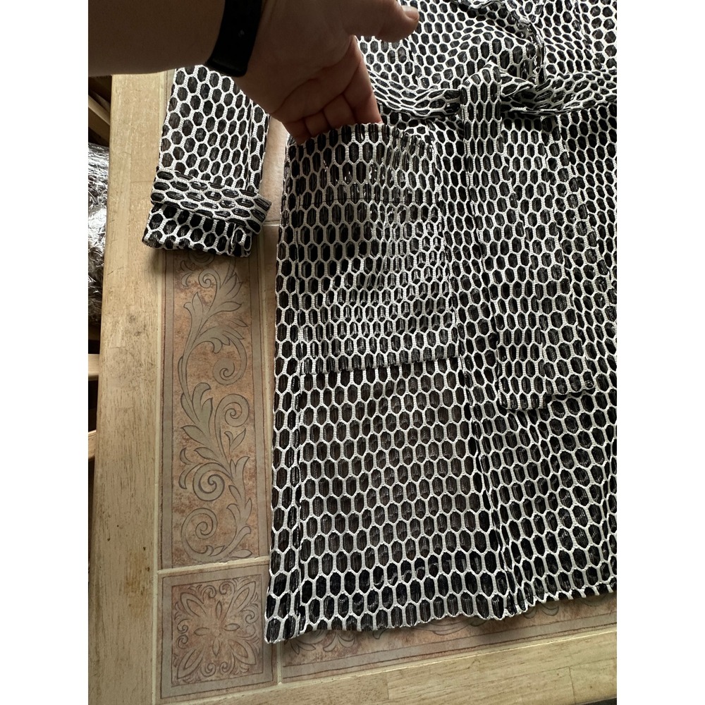 Yoana Baraschi Made in NYC Black White Geometric Print Belted Trench Coat sz 8 - Picture 9 of 10